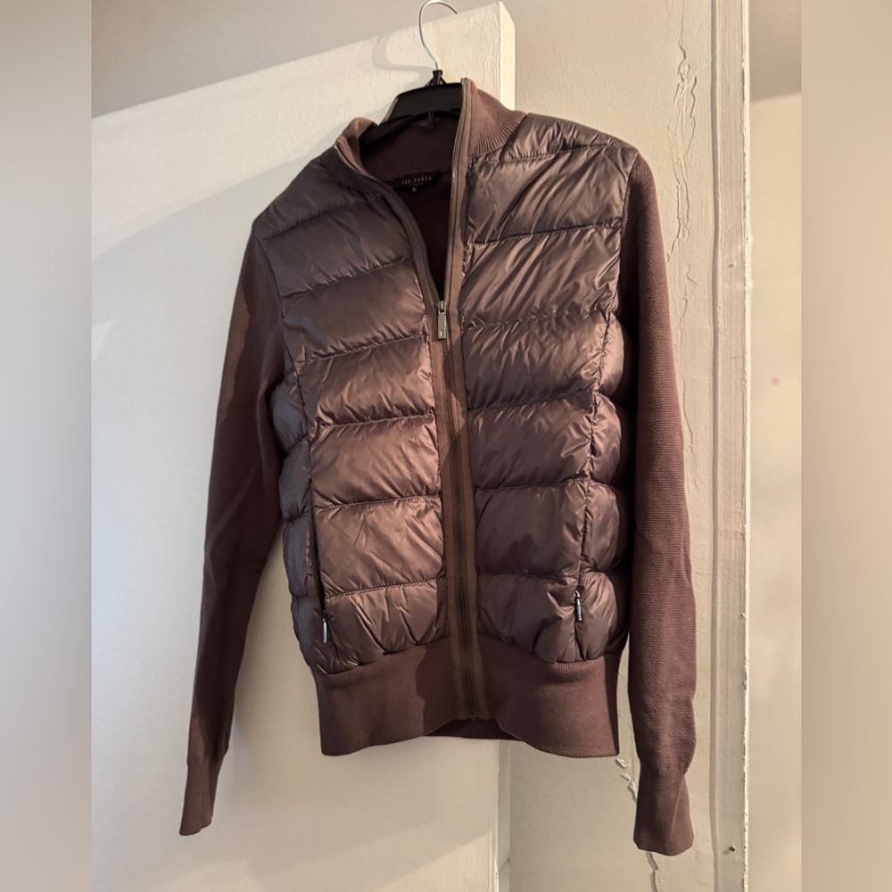 Ted Baker Grayish/Brown Puffer Knit Jacket